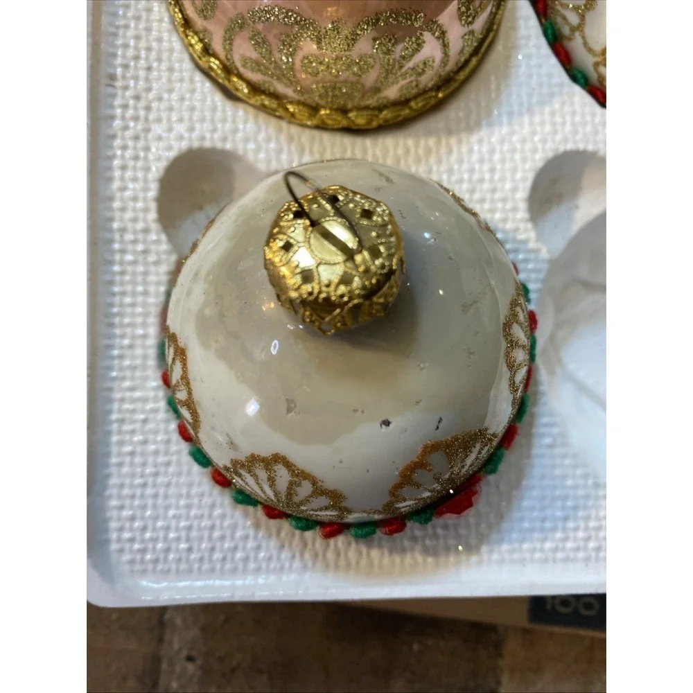 Vintage Victoria Collection Glass‎ Christmas Ornaments - Set of 3 - HEAVY WEAR